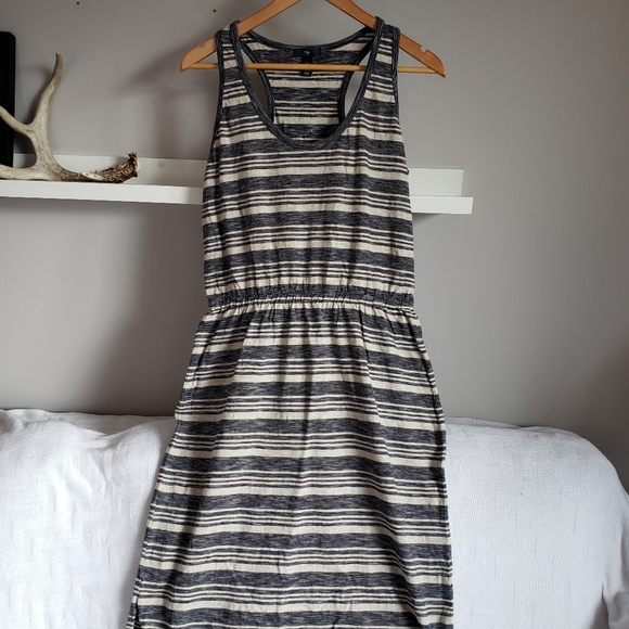 Gap Maxi Dress Blue/Grey Stripes L - Picture 1 of 6